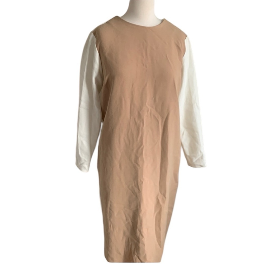 ASOS Womans Colorblock Tan White Long Sleeve Dress Size 10